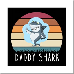 Daddy shark  retero vintage Posters and Art